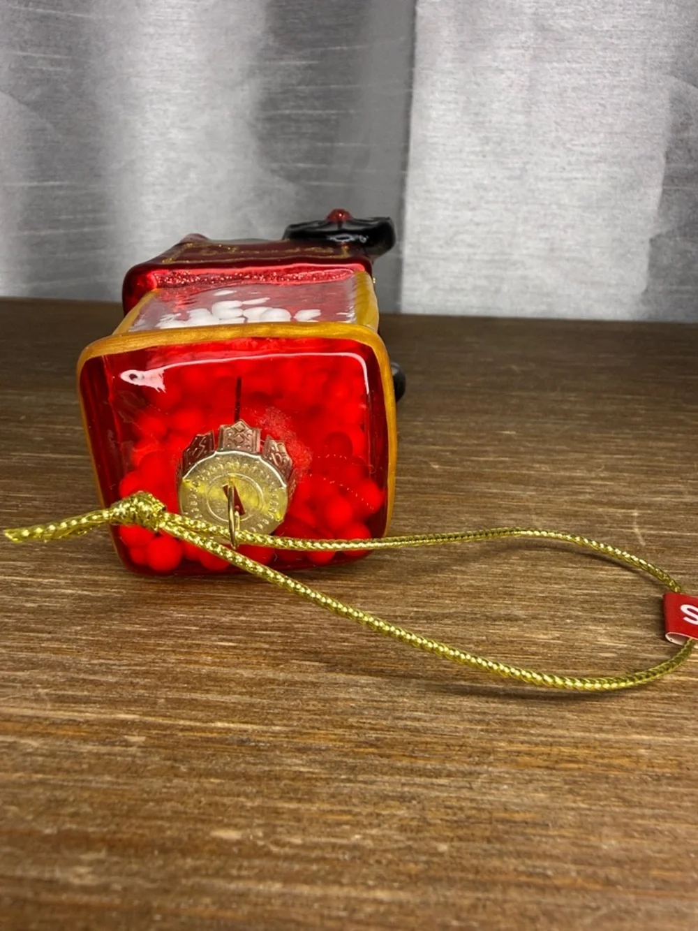 Blown Glass Popcorn Cart Old Fashioned Ornament 4” Holiday Christmas
